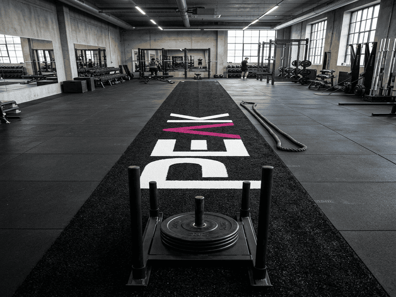 Detailed close up of 8000 Dtex gym turf fibers